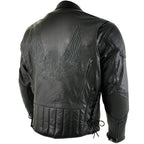 Milwaukee Leather Men's Flying Mayhem Skull Premium Black Leather Motorcycle Riders Jacket w/ CE Armor Protection - LKM17009