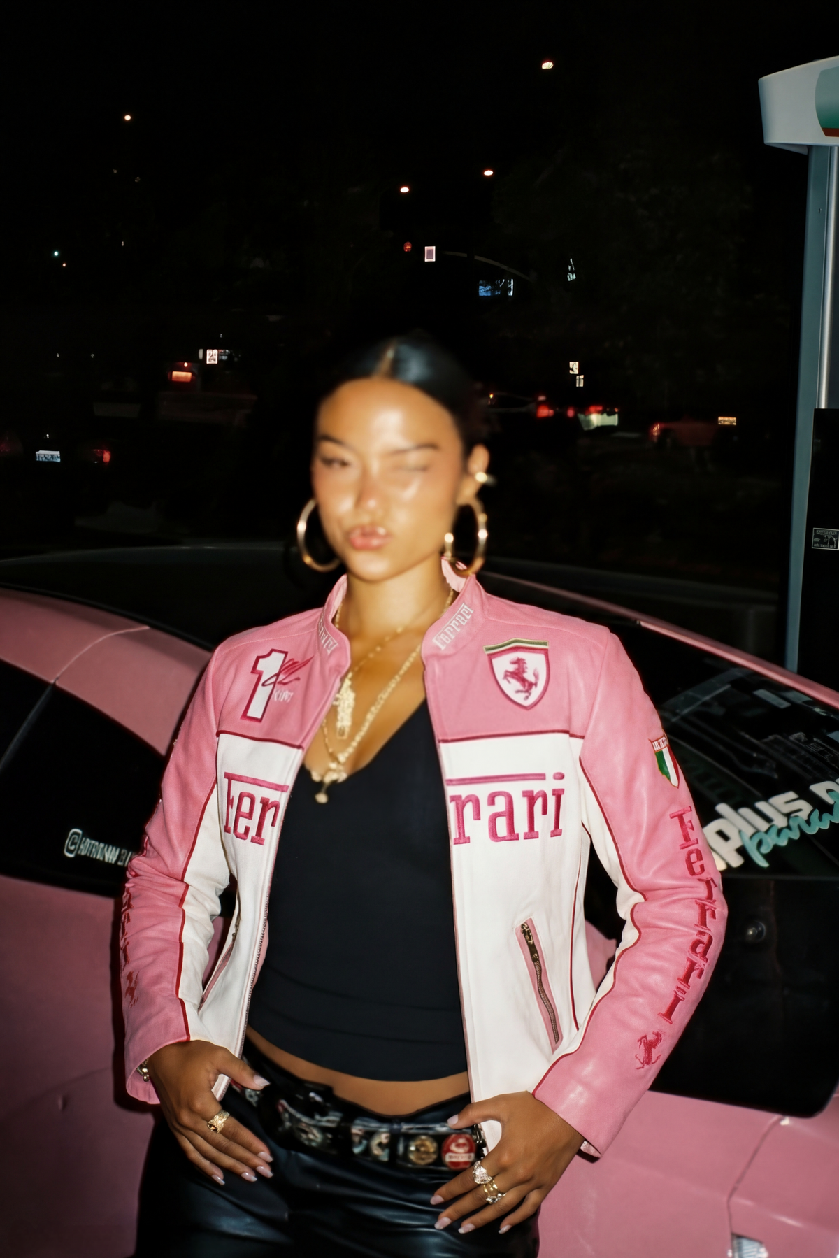 Pink Ferrari Leather Jacket – Limited Edition F1 Racing Jacket