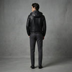 Men's Black Hooded Leather Jacket - Leather Outlet