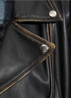 Women's Vintage Black Biker Leather Jacket
