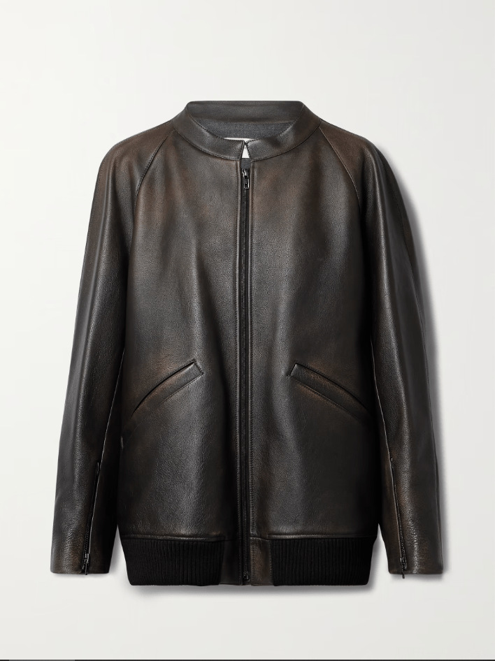 Women's Black Distressed Vintage Leather Jacket with Unique Finish