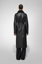 Women's Black Fur Shearling Leather Coat