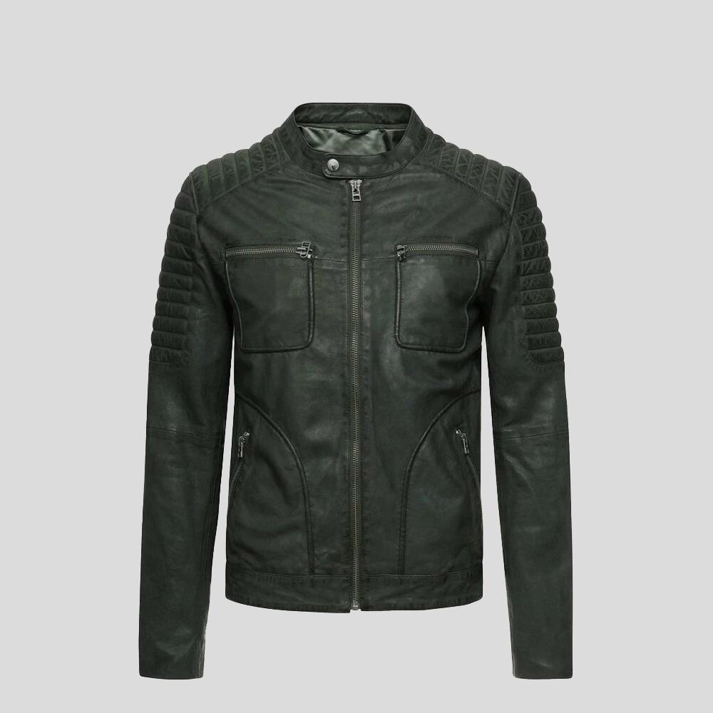 Cleo Green Biker Leather Jacket