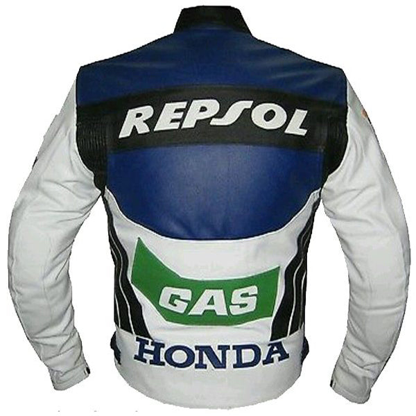 Honda Repsol Gas Motorcycle Biker Leather Jacket