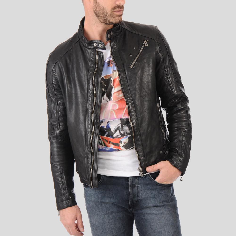 Hector Black Biker Leather Jacket
