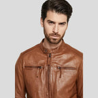 Ollie Brown Biker Leather Jacket