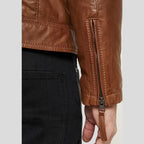 Ollie Brown Biker Leather Jacket