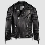 Avanzar Leather Black Quilted Biker Leather Jacket for Men
