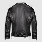 Avanzar Leather Black Quilted Biker Leather Jacket for Men
