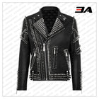Biker Studded and Doberman Embroidered Leather Jacket