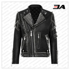 Biker Studded and Doberman Embroidered Leather Jacket