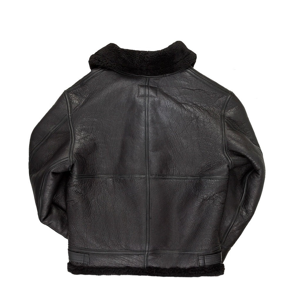 Men’s Black B-3 Hooded Shearling Bomber Jacket