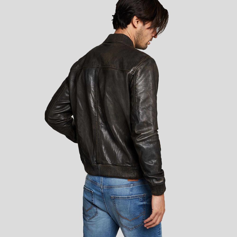 Quint Black Bomber Leather Jacket