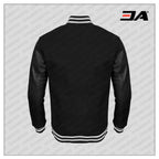Black Faux Leather Sleeves Black Wool Varsity Jacket