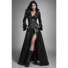 Women Black Gothic Leather Trench Coat