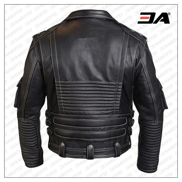 Black Harley Davidson Racing Biker Leather Jacket
