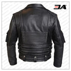 Black Harley Davidson Racing Biker Leather Jacket