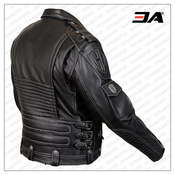 Black Harley Davidson Racing Biker Leather Jacket