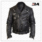 Black Harley Davidson Racing Biker Leather Jacket