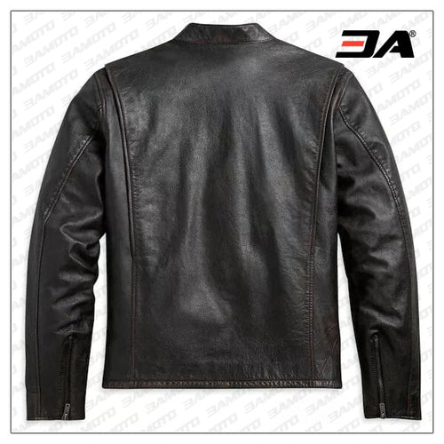 Black Harley Davidson Sleeve Stripe Leather Jacket