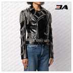 Black Lambskin Perfecto Spike-Stud Biker Jacket
