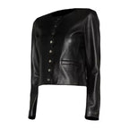 Womens Scallop Edge Leather Jacket