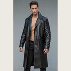 Men’s Black Leather Trench Coat Gothic Matrix Style