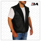 Black Biker Leather Vest
