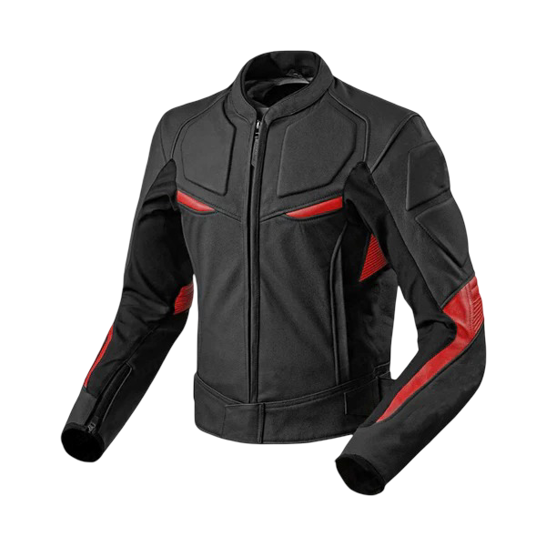 Redline Black & Red Padded Leather Moto Jacket