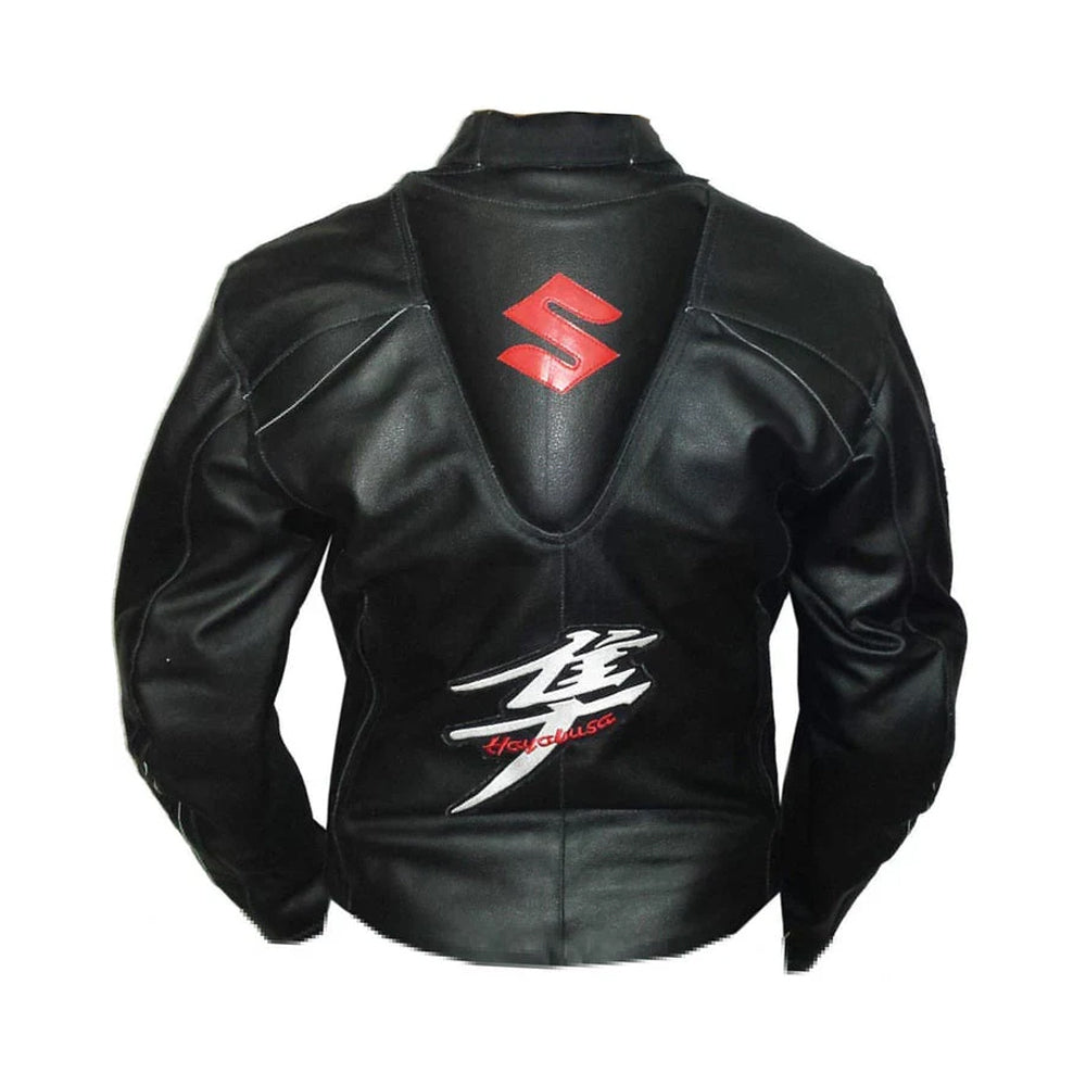 Black Suzuki Hayabusa Racing Leather Jacket – Iconic Kanji Edition