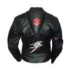 Black Suzuki Hayabusa Racing Leather Jacket – Iconic Kanji Edition