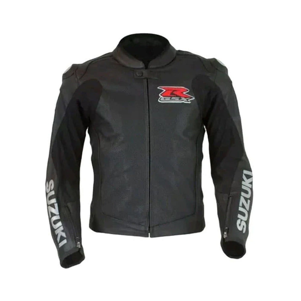 Black Suzuki Racing Motorbike Jacket – Stealth Edition GSX-R Leather Gear