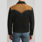 Black Tan Suede Fringe Cowboy Jacket