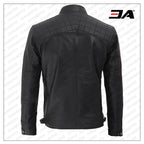 Johnson Diamond Classic Black Cafe Racer Biker Jacket