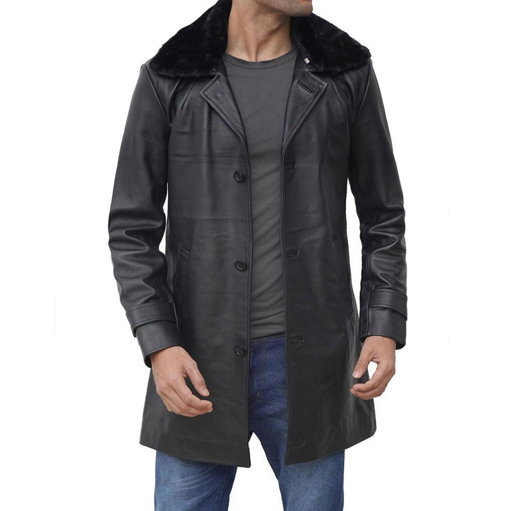 Mens Leather Shearling Coat