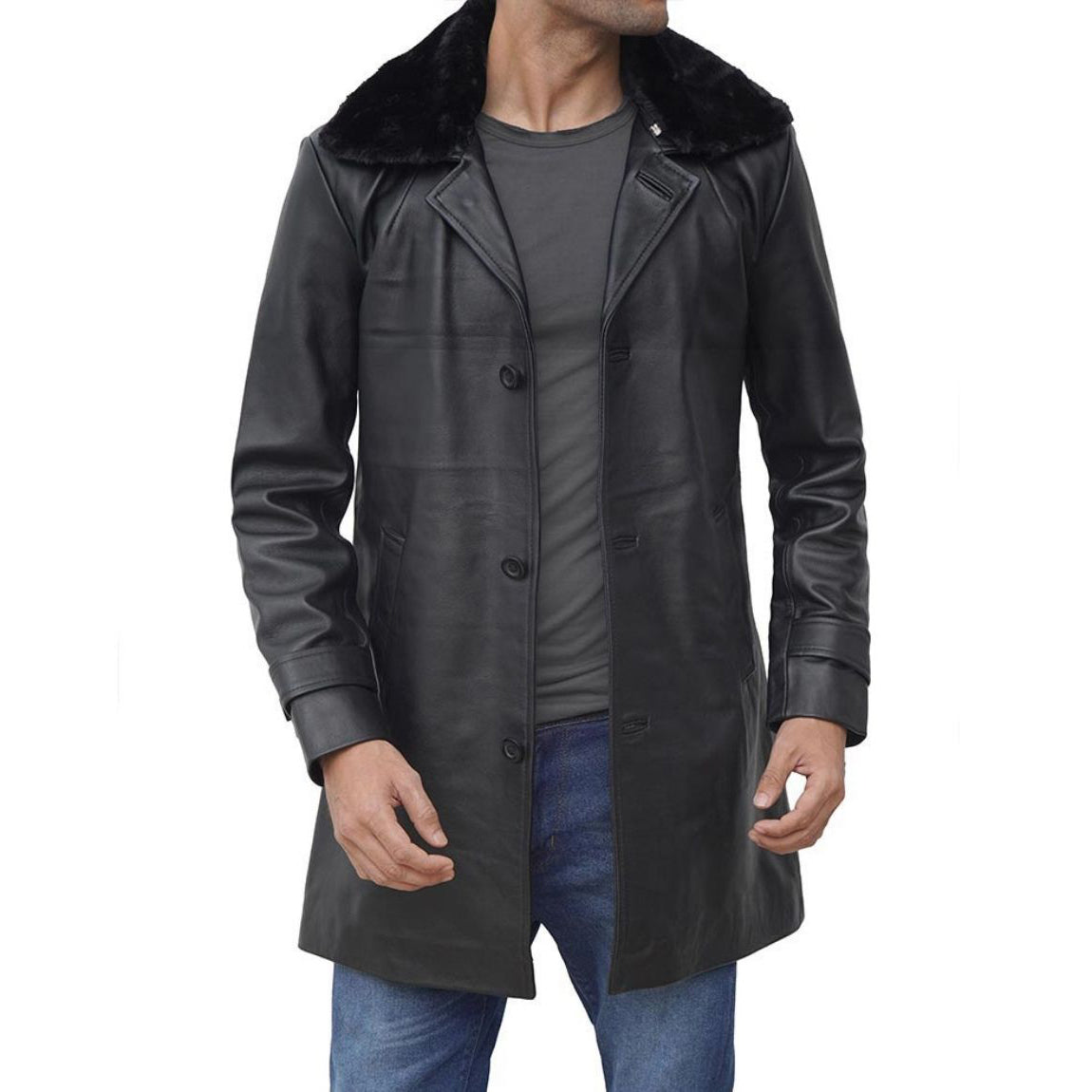 Mens Leather Shearling Coat