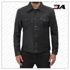 Fernando Black Leather Trucker Jacket