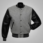 Mens Baseball Black and Grey Letterman Jacket