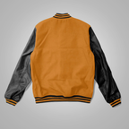 Black Varsity Letterman Jacket with Orange Sleeves