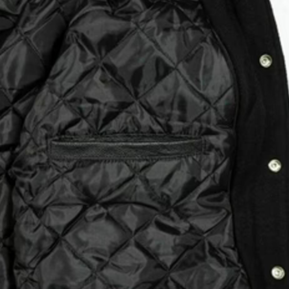 Black Varsity Letterman Jacket with Orange Sleeves