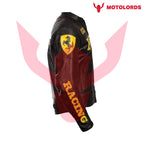Plus Size Ferrari Black and Yellow Padded Genuine Men's  Leather Jacket