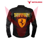 Ferrari Black and Yellow Padded Genuine Men's  Leather Jacket