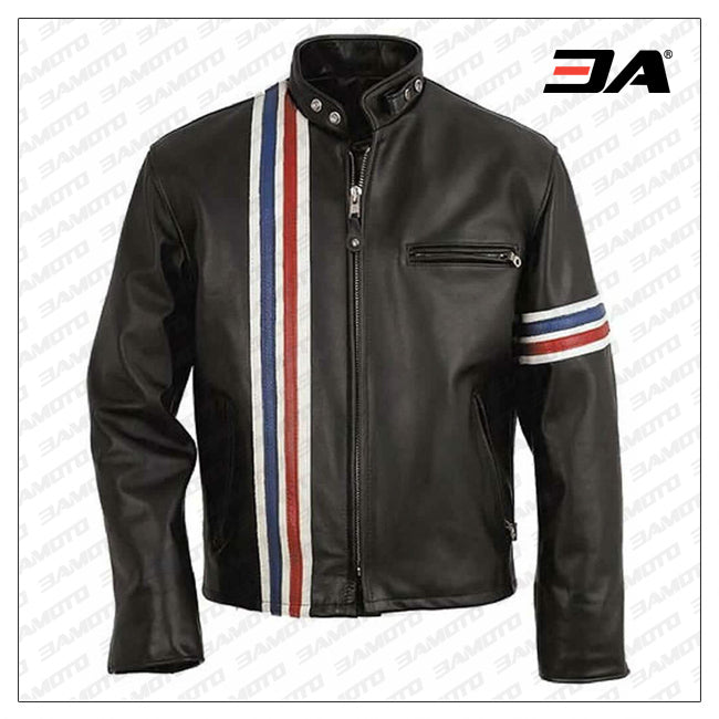 Black Real Leather Peter Fonda Easy Rider Jacket