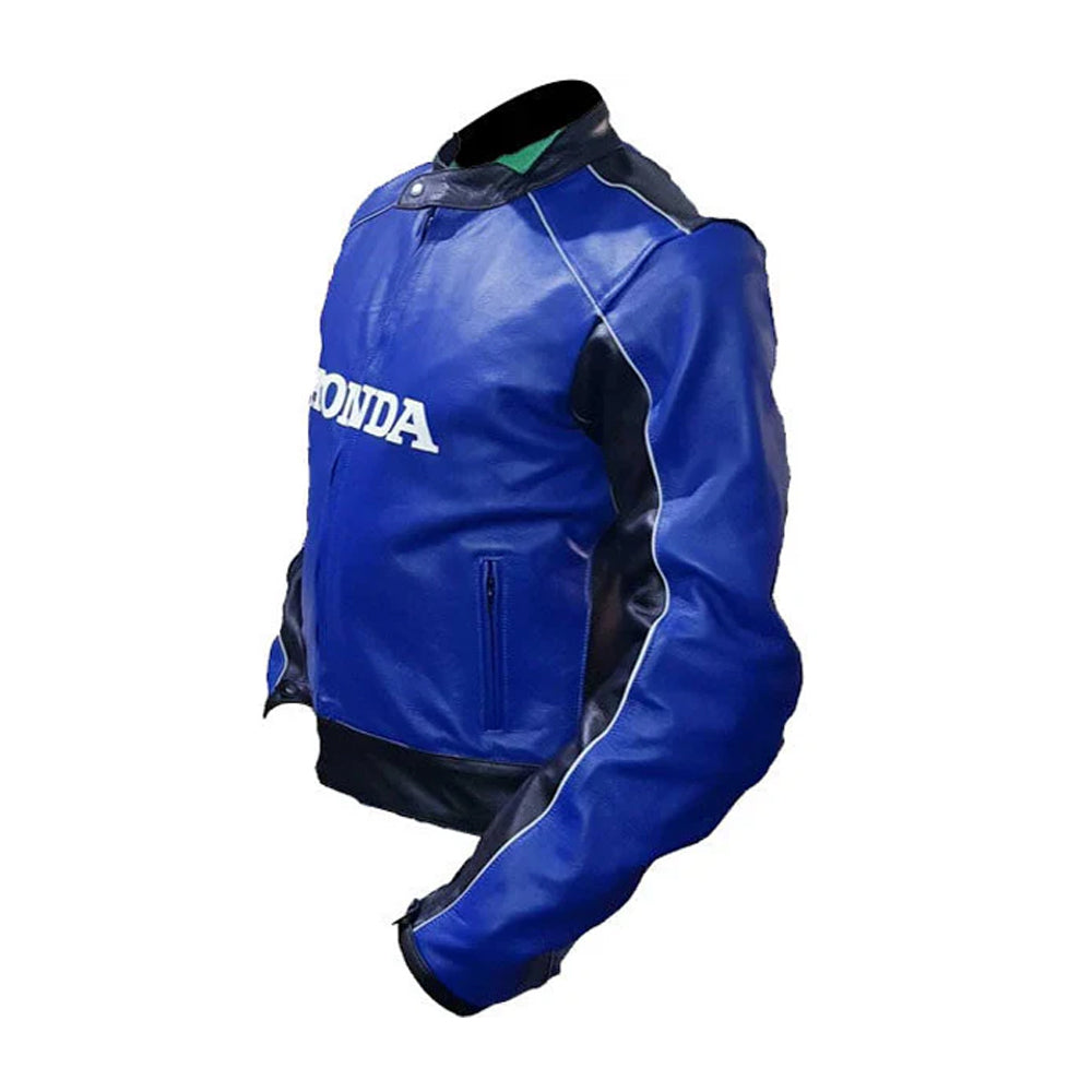 Blue & Black Edition - Honda Racing Men’s Genuine Leather Biker Jacket