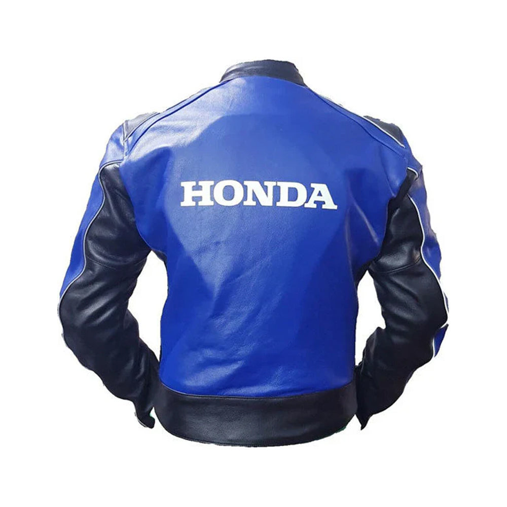Blue & Black Edition - Honda Racing Men’s Genuine Leather Biker Jacket