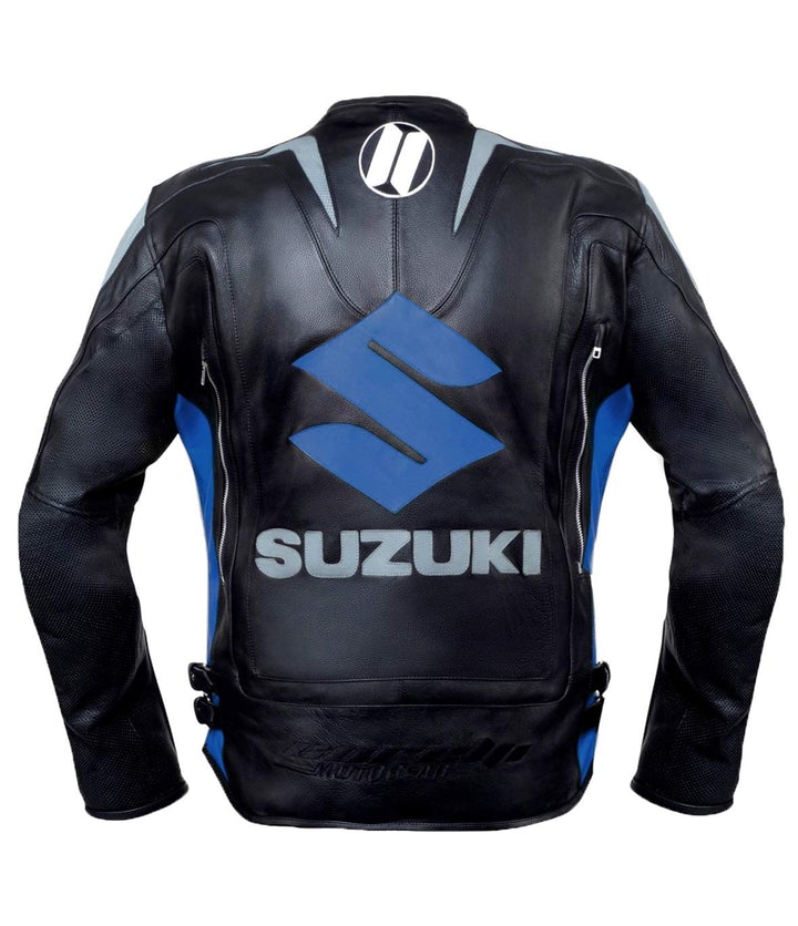 Blue Suzuki Motul Motorcycle Leather Racing Jacket