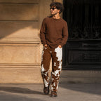 Handmade Men's Real Cowhide Leather Pants | Hair-on-Hide Cow Print Rodeo Style