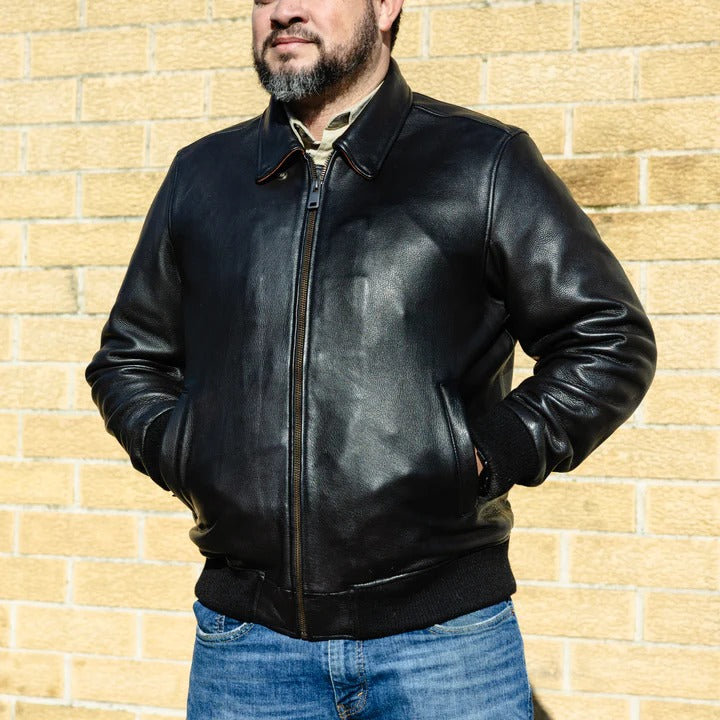 Men’s Leather Motorcycle Bomber Jacket