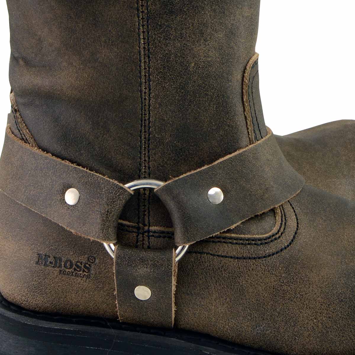 M Boss Apparel BOS49002 Men’s 11-inch Classic Distressed Brown Harness Square Toe Boots