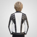 Boys Black and White Leather Biker Jacket - Retro Pop Star Style